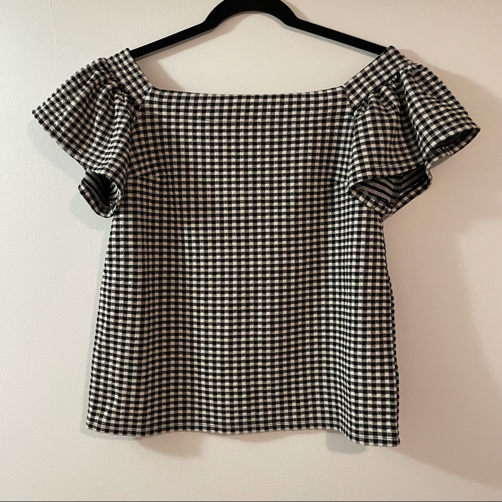 gingham top off the shoulder